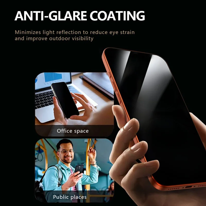 LEREACH For iPhone 15 Pro Max Privacy Tempered Glass Screen Protector 28° Anti-spy Full Cover Film - Black