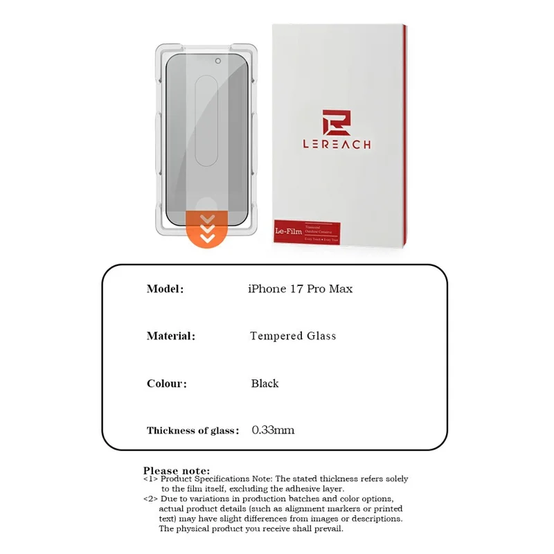 LEREACH For iPhone 15 Pro Privacy Tempered Glass Screen Protector 28° Anti-spy Full Cover Film - Black