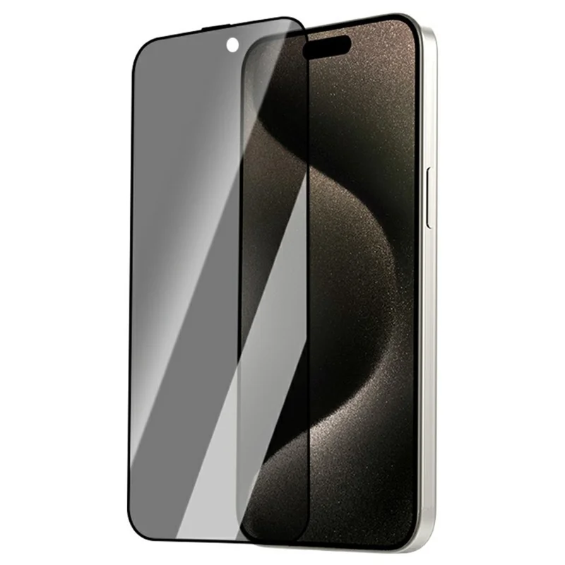 LEREACH For iPhone 15 Pro Privacy Tempered Glass Screen Protector 28° Anti-spy Full Cover Film - Black