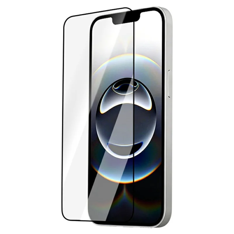 LEREACH 2Pcs For iPhone 13 Pro Tempered Glass Full Screen Protector Anti-Fingerprint Film with Dust-Free Installation Tool - Black