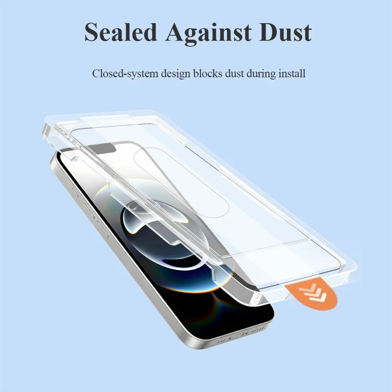 LEREACH 2Pcs For iPhone 13 Pro Tempered Glass Full Screen Protector Anti-Fingerprint Film with Dust-Free Installation Tool - Black
