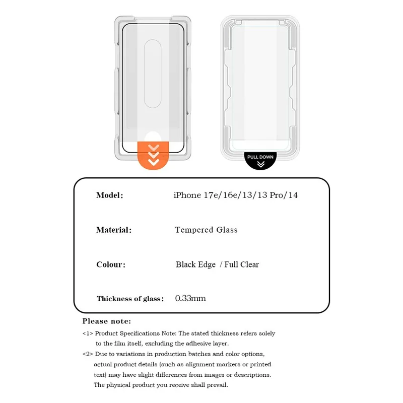 LEREACH 2 Unidades para iPhone 14 Protector de Pantalla de Vidrio Templado, Película Antihuellas con Herramienta de Instalación Sin Polvo - Negro