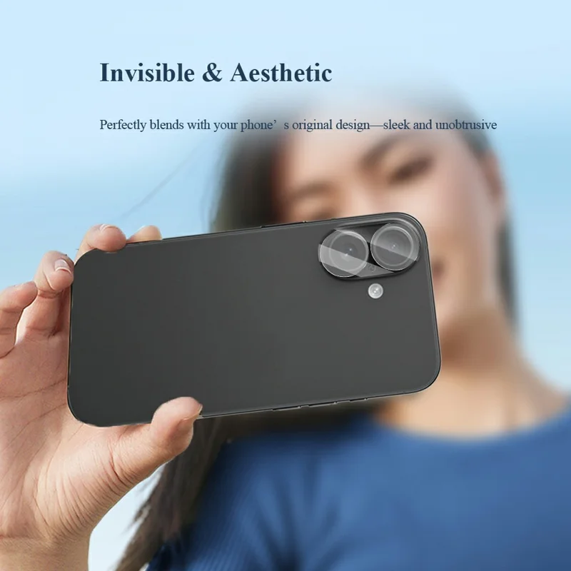 LEREACH for iPhone 16 Camera Lens Protector 3D Full Coverage Tempered Glass Acrylic One-Piece Lens Film - Transparent
