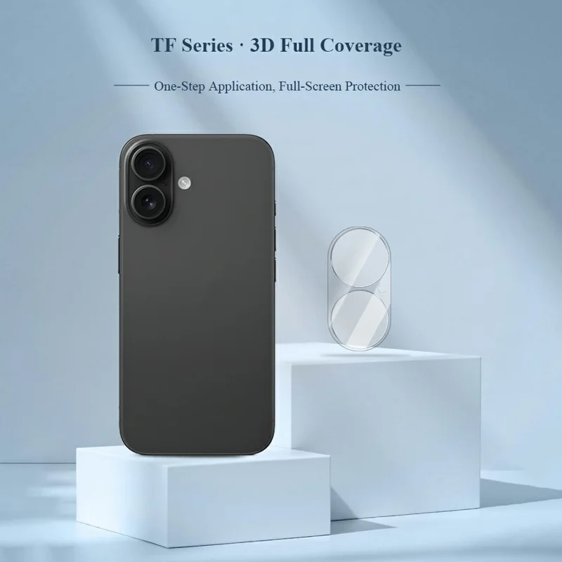 LEREACH for iPhone 16 Plus Camera Lens Protector 3D Full Coverage Tempered Glass Acrylic One-Piece Lens Film - Transparent