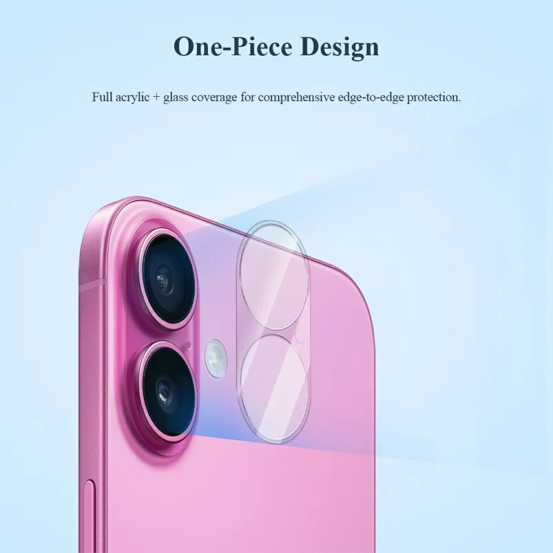 LEREACH 2Pcs for iPhone 16 Plus Camera Lens Protector 3D Full Coverage Tempered Glass Acrylic One-Piece Lens Film - Transparent