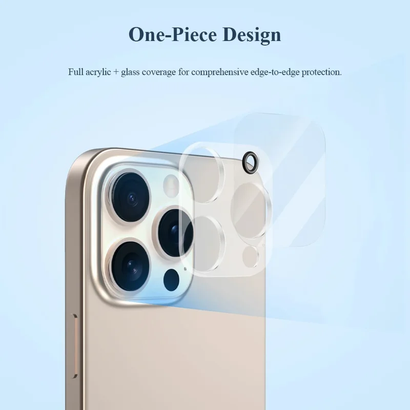 LEREACH 2Pcs for iPhone 16 Pro Camera Lens Protector 3D Full Coverage Tempered Glass Acrylic One-Piece Lens Film - Transparent