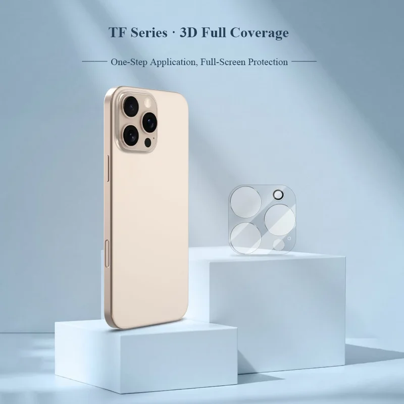 LEREACH for iPhone 16 Pro Max Camera Lens Protector 3D Full Coverage Tempered Glass Acrylic One-Piece Lens Film - Transparent