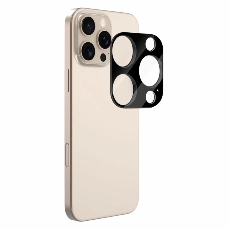 LEREACH 2Pcs for iPhone 16 Pro Max Camera Lens Protector 3D Full Coverage Tempered Glass Acrylic One-Piece Lens Film - Black