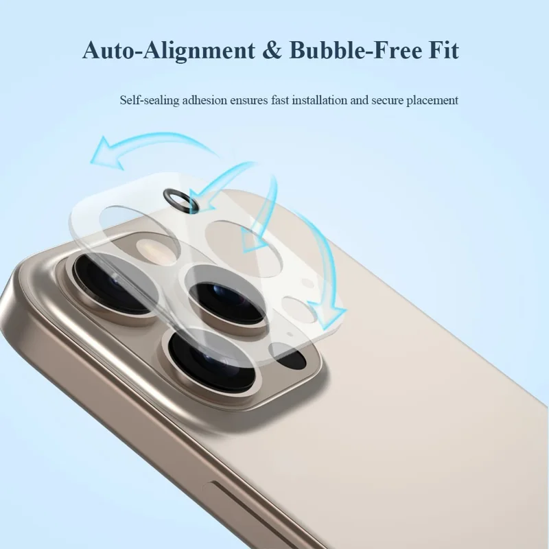 LEREACH 2Pcs for iPhone 16 Pro Max Camera Lens Protector 3D Full Coverage Tempered Glass Acrylic One-Piece Lens Film - Black