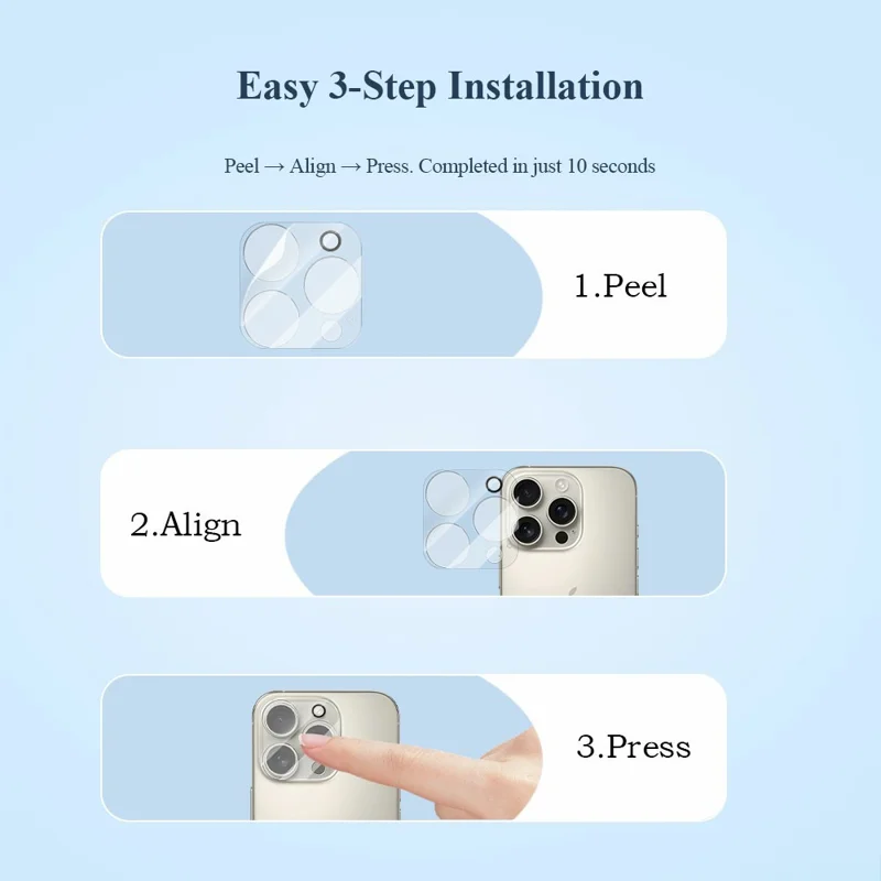 LEREACH 2Pcs for iPhone 16 Pro Max Camera Lens Protector 3D Full Coverage Tempered Glass Acrylic One-Piece Lens Film - Black