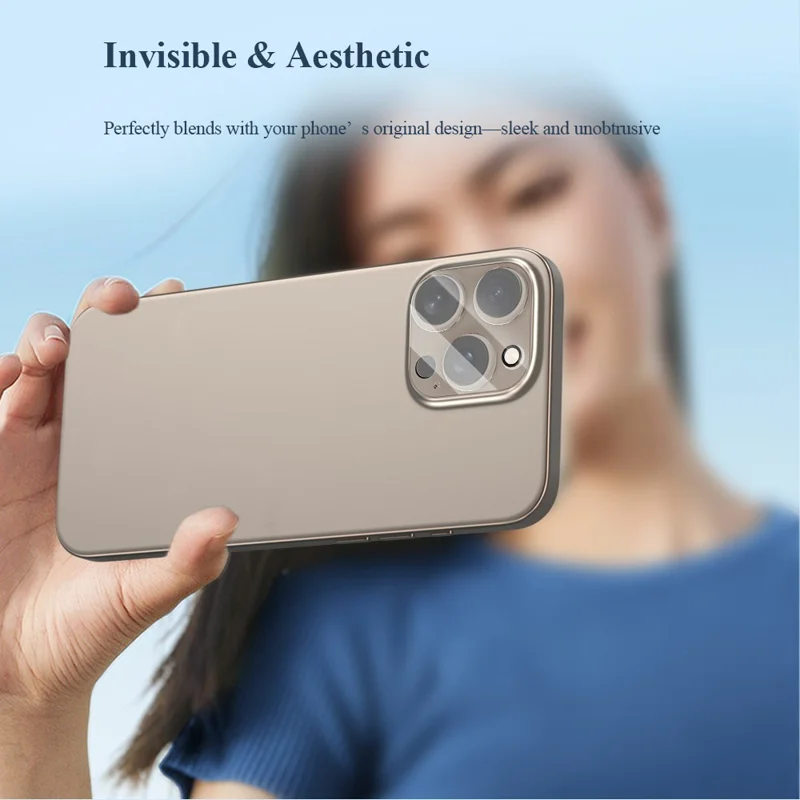 LEREACH 2Pcs for iPhone 16 Pro Max Camera Lens Protector 3D Full Coverage Tempered Glass Acrylic One-Piece Lens Film - Black