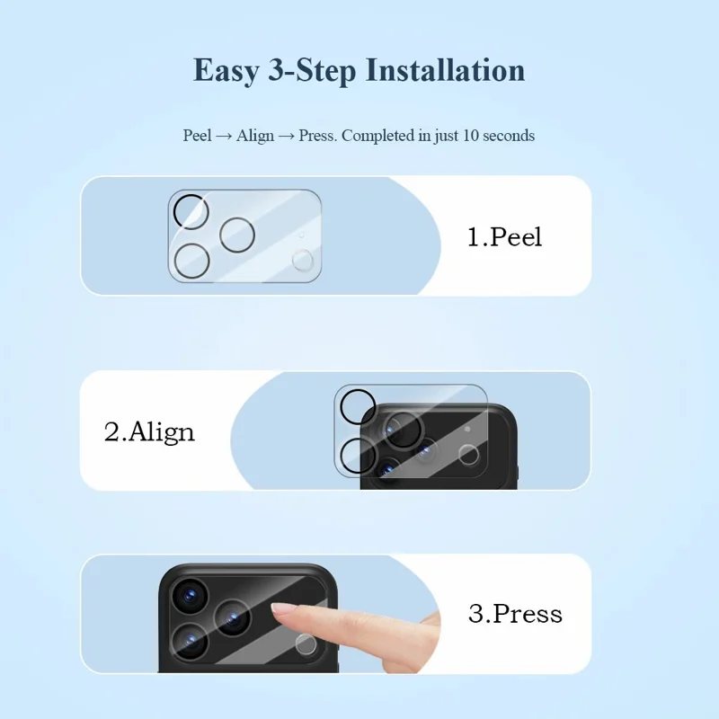 LEREACH for iPhone 17 Pro Max Camera Lens Protector 3D Full Coverage Tempered Glass Acrylic One-Piece Lens Film - Transparent with Black Circle