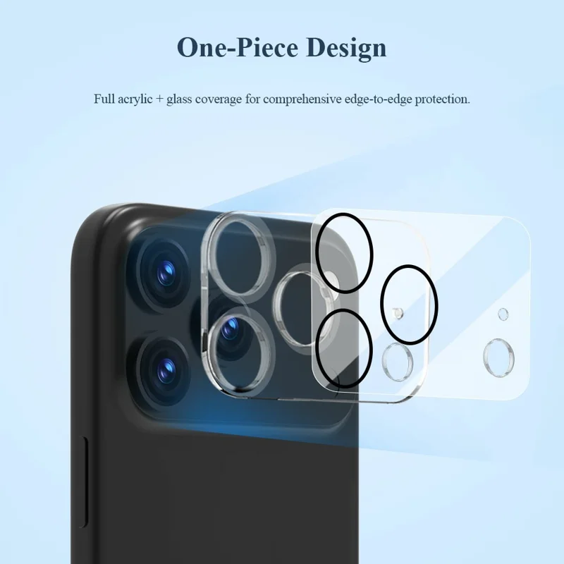 LEREACH 2Pcs for iPhone 17 Pro Camera Lens Protector 3D Full Coverage Tempered Glass Acrylic One-Piece Lens Film - Transparent with Black Circle