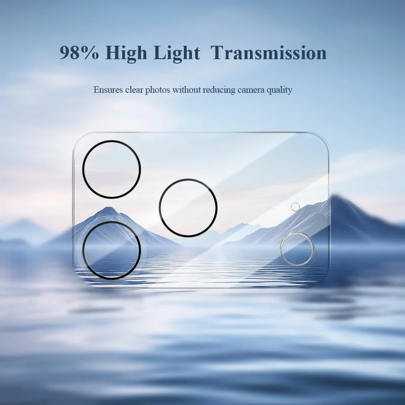 LEREACH 2Pcs for iPhone 17 Pro Camera Lens Protector 3D Full Coverage Tempered Glass Acrylic One-Piece Lens Film - Transparent with Black Circle
