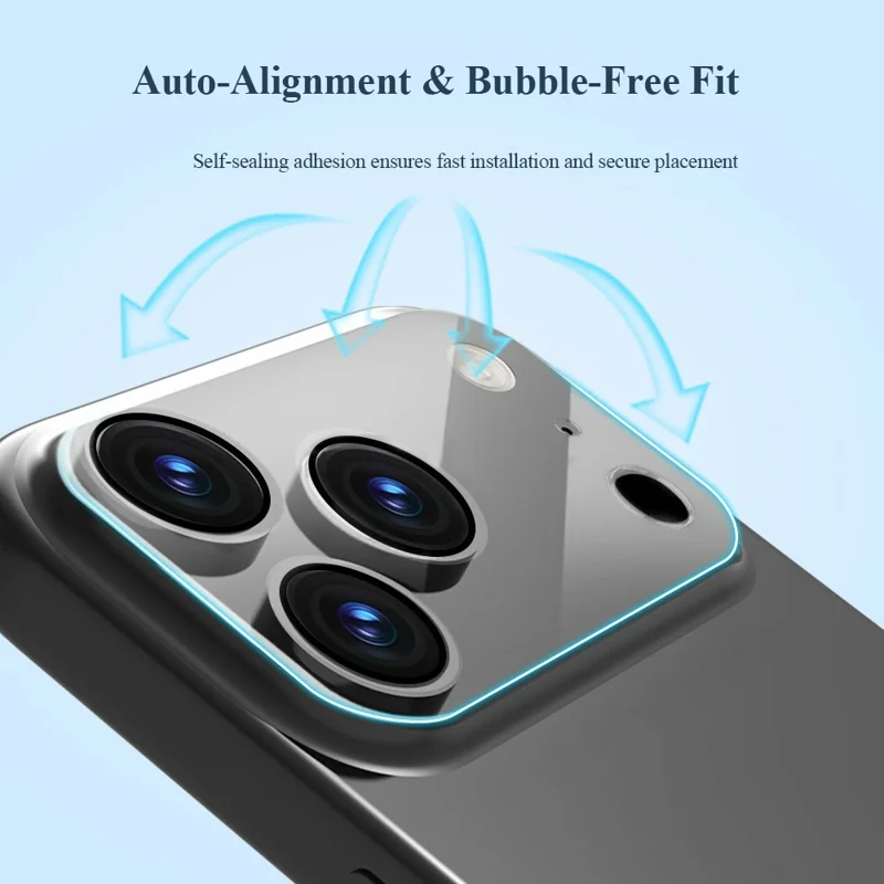 LEREACH 2Pcs for iPhone 17 Pro Camera Lens Protector 3D Full Coverage Tempered Glass Acrylic One-Piece Lens Film - Transparent with Black Circle