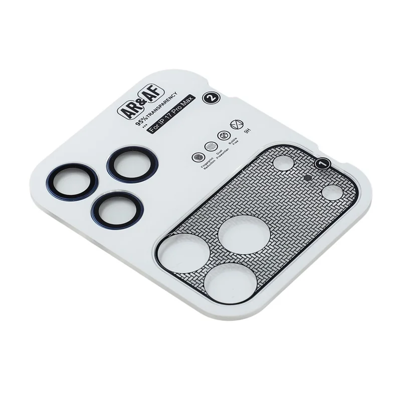 1 Set for iPhone 17 Pro Max Camera Lens Protector 9H Tempered Glass High Transparency Full Cover Lens Film - Blue
