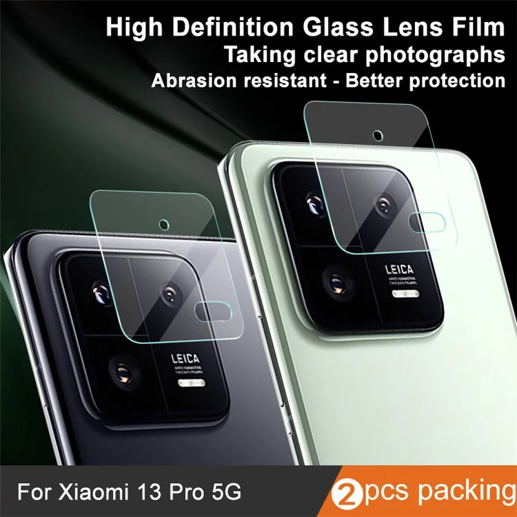 Imak 2pcs / Conjunto Para Xiaomi 13 Pro 5G Camera Lente Protector Vidrio Templado Película de Lente Anti-abrasión de Alta Definición