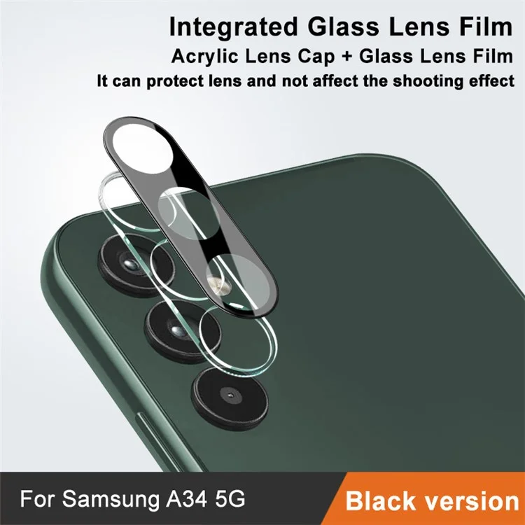IMAK für Samsung Galaxy A34 5G Panzerglas-Linsenschutzfilm + Acryl-Linsenkappen HD Klar Anti-Kratzer Kameraobjektivschutz (Schwarze Version)