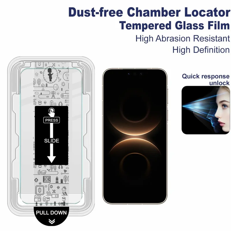 IMAK For Huawei Mate 80 Pro Max Wind Tempered Glass Screen Protector with Dust-free Installation Tool (Fingerprint Unlock) (Not Complete Coverage) - Transparent