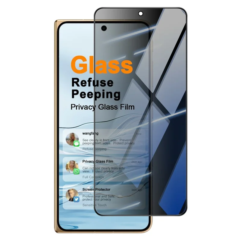 IMAK For Oppo Find N6 5G Anti Peep Tempered Glass Screen Protector Full Coverage - Black