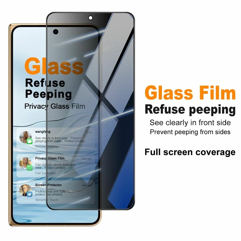 IMAK For Oppo Find N6 5G Anti Peep Tempered Glass Screen Protector Full Coverage - Black