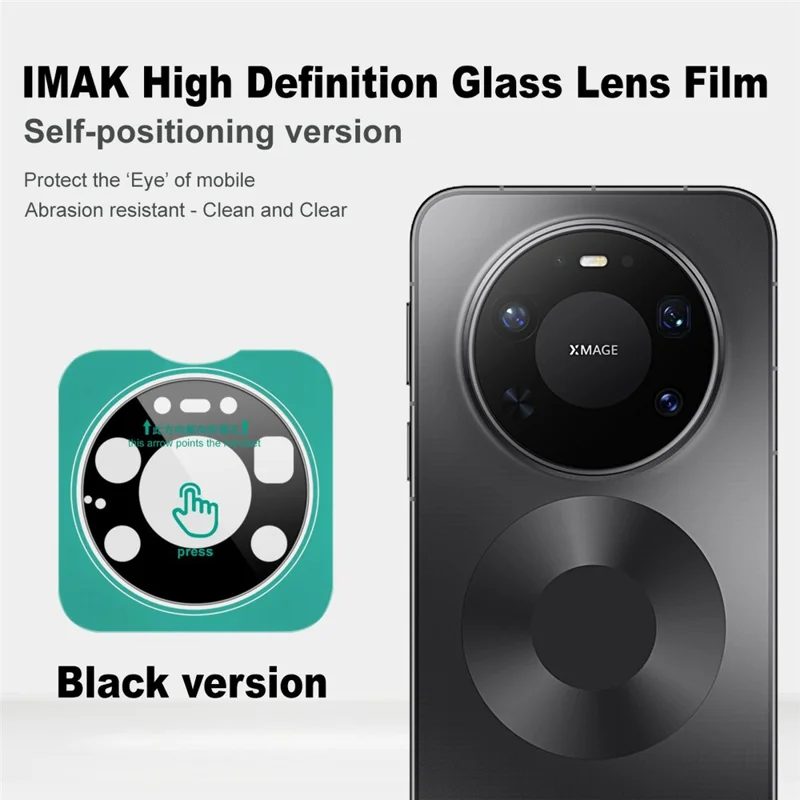 IMAK For Huawei Mate 80 Pro Max Wind Tempered Glass Full Cover Camera Lens Protector with Self Positioning Frame - Black