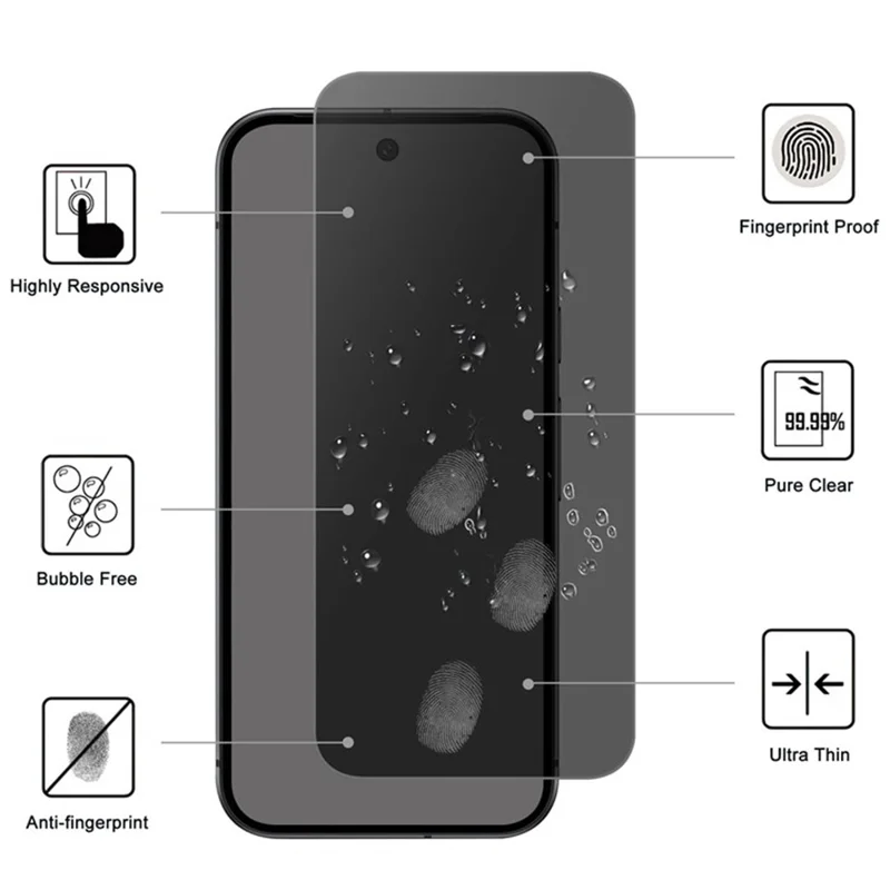 For Google Pixel 11 Pro / 11 / 10 Pro / 10 / 9 Pro / 9 Tempered Glass Screen Protector 2.5D Arc Edge Anti-Spy Film