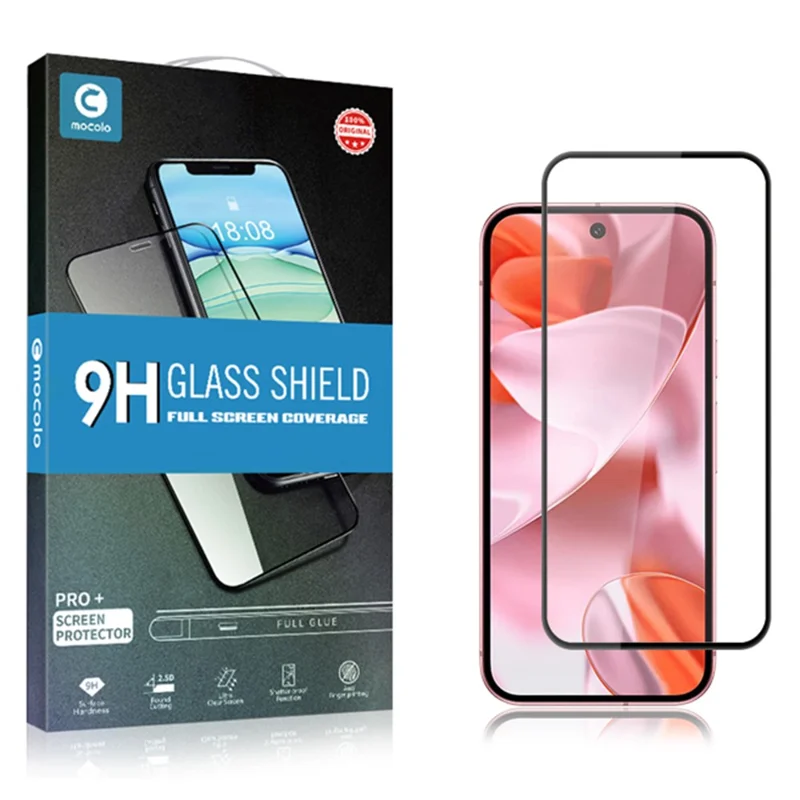 MOCOLO For Google Pixel 9a  /  Pixel 10a Full Screen Protector Anti-Shatter Silk Printing Full Glue Tempered Glass Film - Black