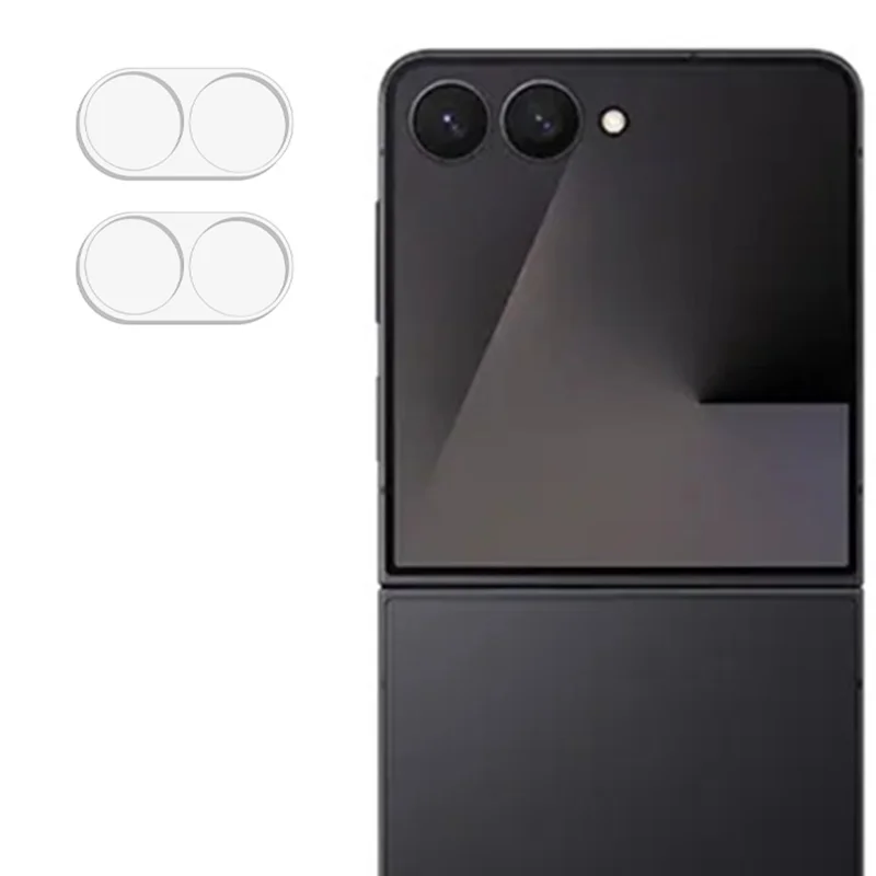 2Pcs For Samsung Galaxy Z Flip8 Full Coverage Camera Lens Protector 3D Arc Edge Anti-Scratch Tempered Glass Lens Film - Transparent