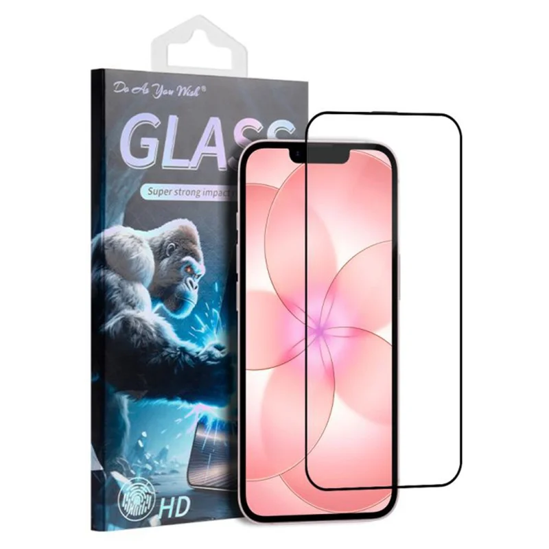 DO AS YOU WISH Skærmbeskytter til iPhone 17e / 16e Silkeprint, fuldlimet højkvalitet aluminium-siliciumglasfilm