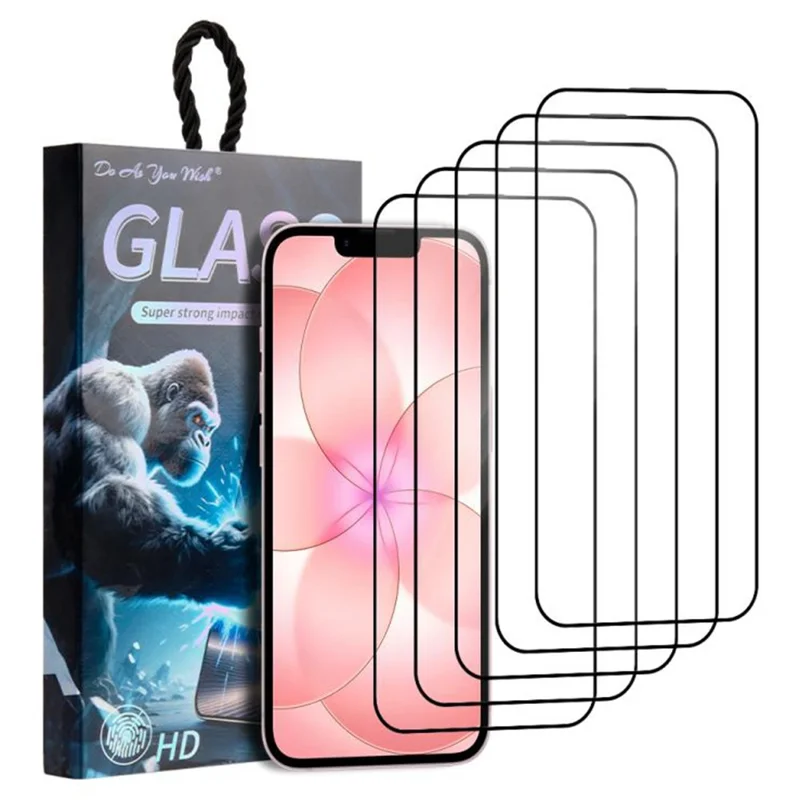 DO AS YOU WISH 5Pcs Screen Protector For iPhone 17e  /  16e Silk Printing High Aluminum-silicon Glass Film