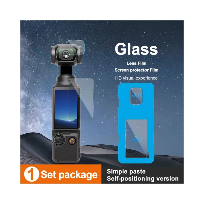 IMAK Protector de Pantalla de Cristal Templado para DJI Osmo Pocket 4 + Juego de Película para Lente con Marco de Posicionamiento Automático