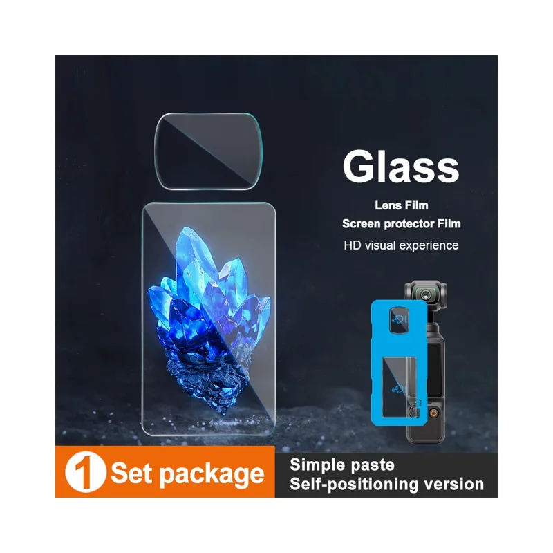 IMAK Protector de Pantalla de Cristal Templado para DJI Osmo Pocket 4 + Juego de Película para Lente con Marco de Posicionamiento Automático
