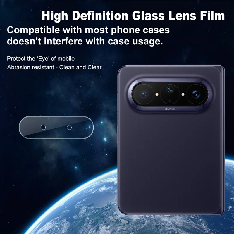IMAK Защита для объектива камеры Huawei Pura X Max, тонкая закалённая плёнка полного покрытия — прозрачная