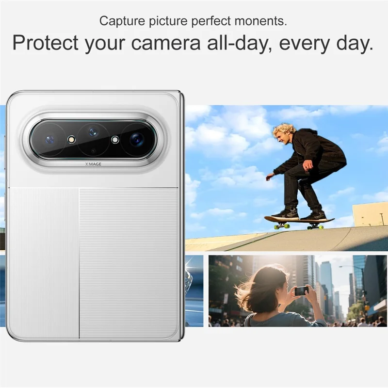 IMAK Защита для объектива камеры Huawei Pura X Max, тонкая закалённая плёнка полного покрытия — прозрачная