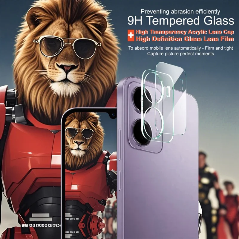 IMAK For Xiaomi Redmi 15a 5G Tempered Glass Full Cover Camera Lens Protector + Acrylic Lens Cap - Transparent