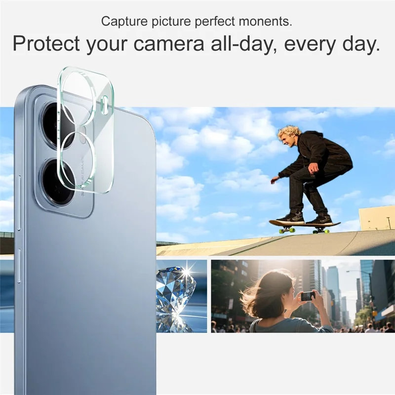 IMAK For Xiaomi Redmi 15a 5G Tempered Glass Full Cover Camera Lens Protector + Acrylic Lens Cap - Transparent