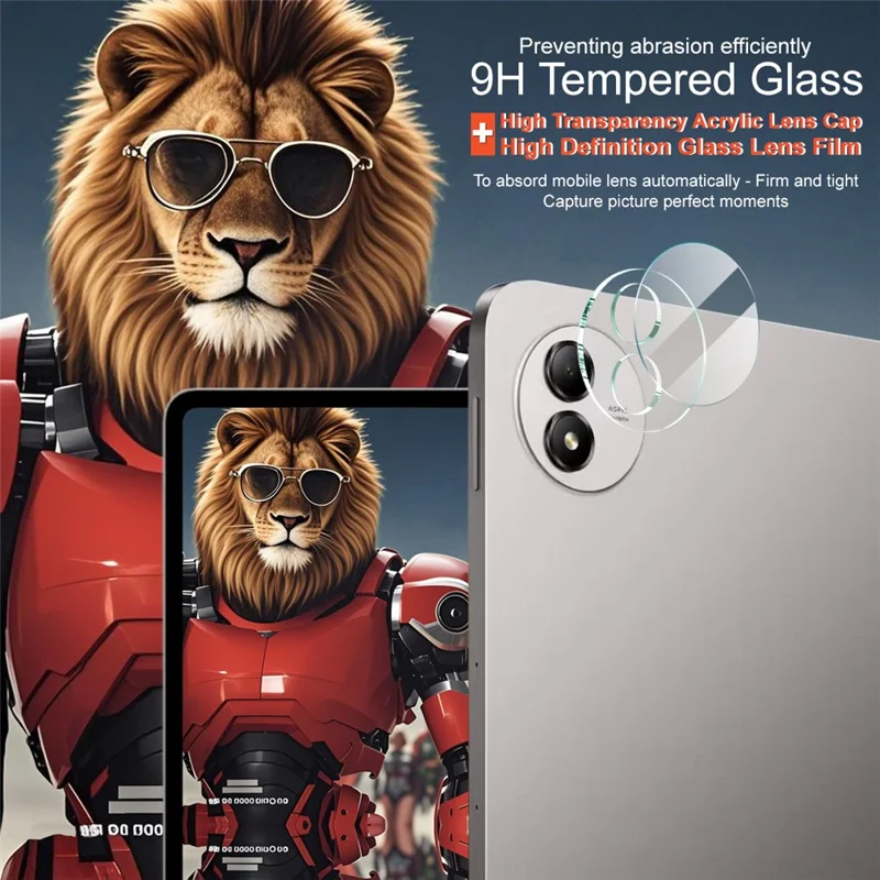 IMAK For vivo Pad6 Pro Tempered Glass Full Cover Camera Lens Protector + Acrylic Lens Cap - Transparent