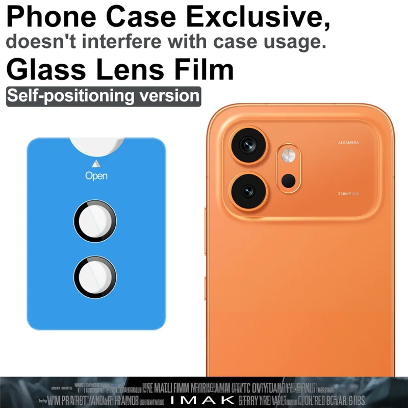 IMAK Protector de Lente de Cámara de Vidrio Templado para Honor 600 5G con Marco de Posicionamiento Automático (Cobertura Completa) - Transparente