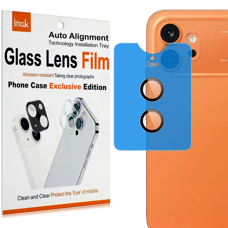 IMAK Protector de Lente de Cámara de Vidrio Templado para Honor 600 5G con Marco de Posicionamiento Automático (Cobertura Completa) - Transparente
