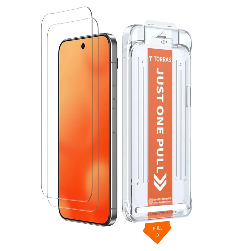 TORRAS GlassGo 2 unidades para Google Pixel 10 Pro / Pixel 10 Protector de pantalla de vidrio templado 9H, protección total de borde a borde con herramienta de alineación automática - Transparente