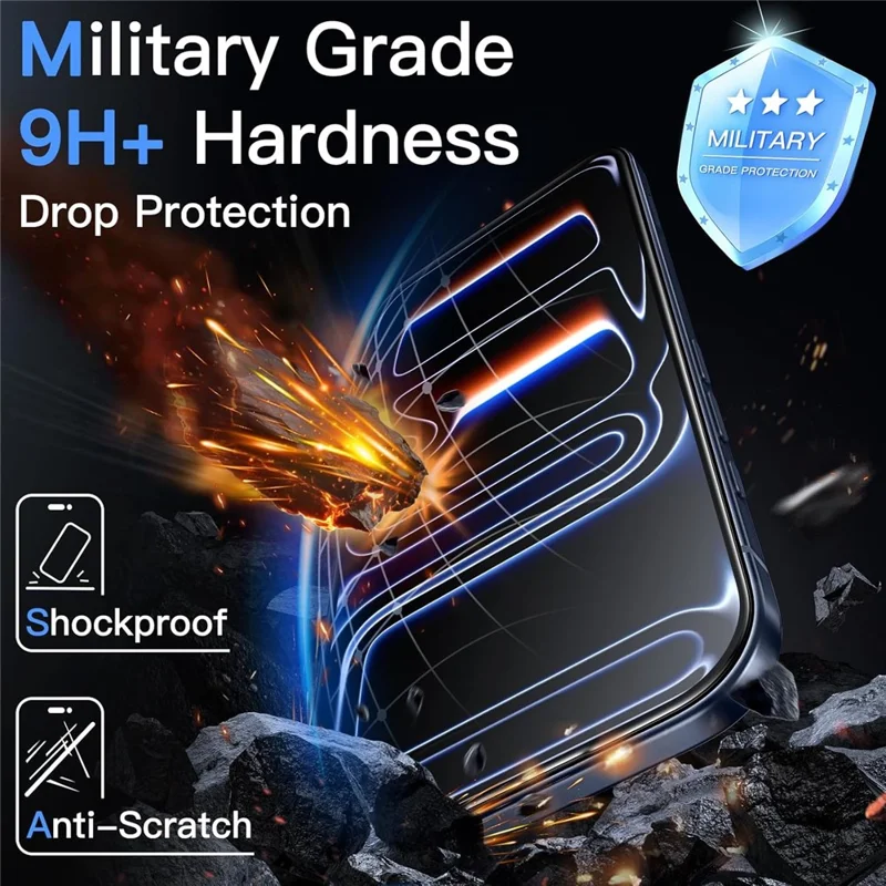 For iPhone 17 Pro Max Corning Gorilla Glass Full Screen Protector 9H Hardness Anti-Fingerprint Silk Printing Film - Black