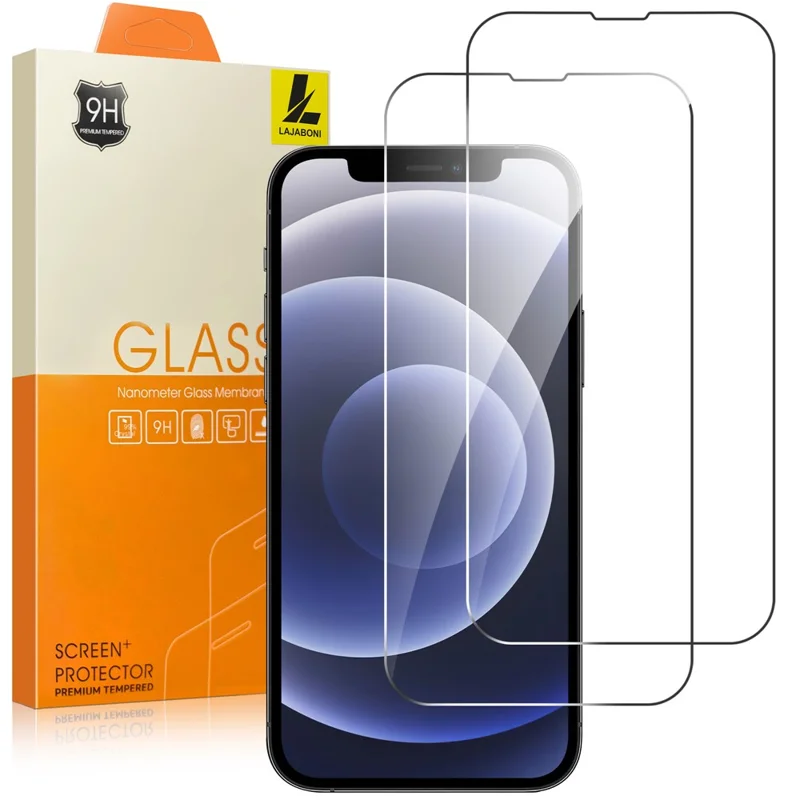 LAJABONI 2Pcs HD Clear Screen Protector For iPhone 12  /  12 Pro Anti-Explosion 2.5D Arc Edge Not Complete Covering Tempered Glass Screen Film - Transparent