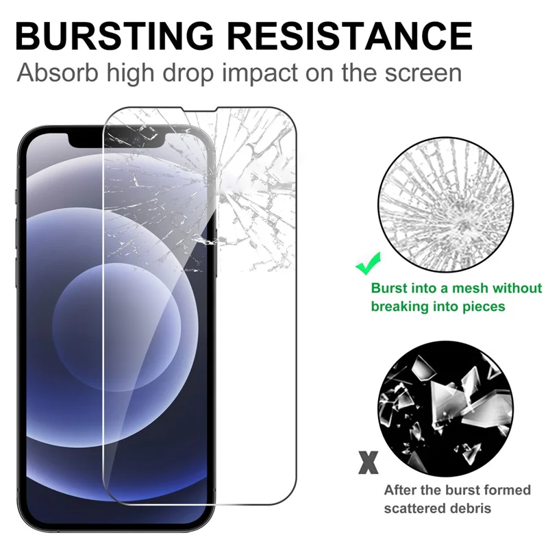 LAJABONI 2Pcs HD Clear Screen Protector For iPhone 12  /  12 Pro Anti-Explosion 2.5D Arc Edge Not Complete Covering Tempered Glass Screen Film - Transparent