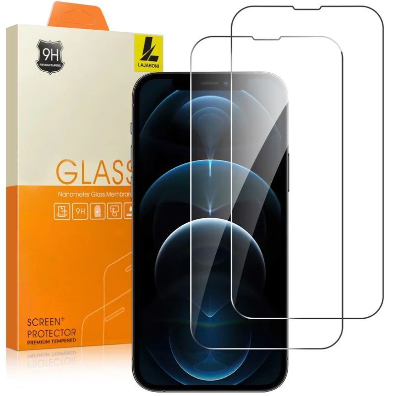 LAJABONI 2Pcs For iPhone 12 Pro Max HD Clear Screen Protector Anti-Explosion 2.5D Arc Edge Not Complete Covering Tempered Glass Screen Film - Transparent