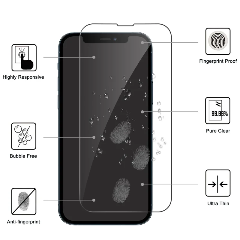 LAJABONI 2Pcs For iPhone 12 Pro Max HD Clear Screen Protector Anti-Explosion 2.5D Arc Edge Not Complete Covering Tempered Glass Screen Film - Transparent