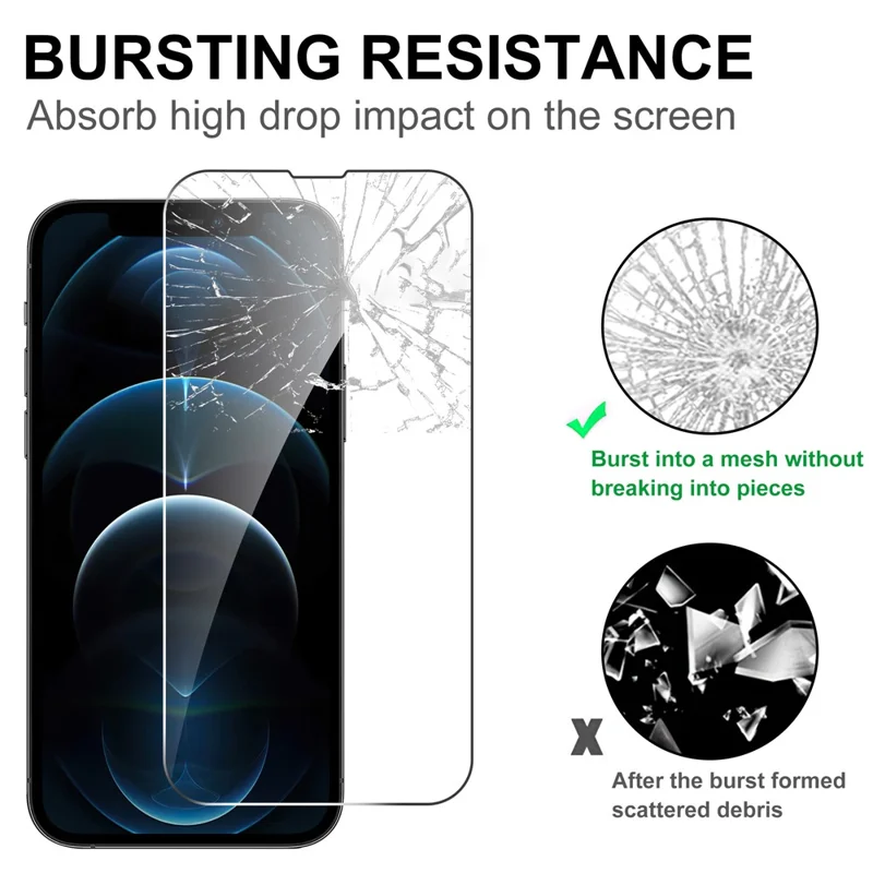 LAJABONI 2Pcs For iPhone 12 Pro Max HD Clear Screen Protector Anti-Explosion 2.5D Arc Edge Not Complete Covering Tempered Glass Screen Film - Transparent