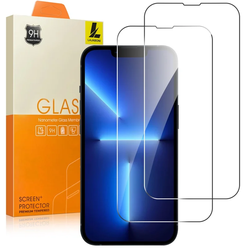 LAJABONI 2Pcs For iPhone 13 Pro Max HD Clear Screen Protector Anti-Explosion 2.5D Arc Edge Not Complete Covering Tempered Glass Screen Film - Transparent