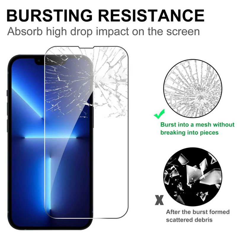 LAJABONI 2Pcs For iPhone 13 Pro Max HD Clear Screen Protector Anti-Explosion 2.5D Arc Edge Not Complete Covering Tempered Glass Screen Film - Transparent