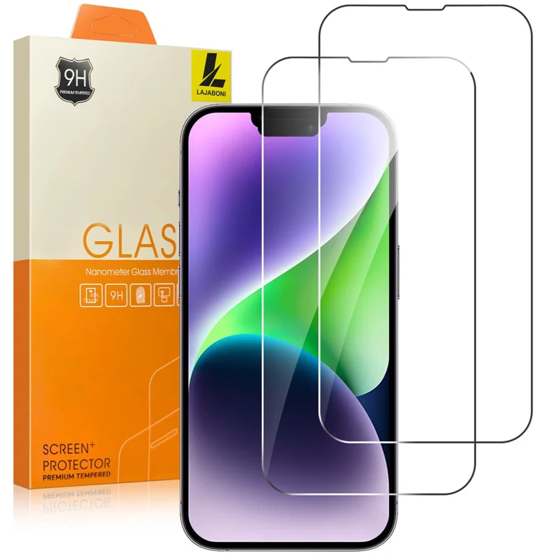 LAJABONI 2Pcs For iPhone 14 Plus HD Clear Screen Protector Anti-Explosion 2.5D Arc Edge Not Complete Covering Tempered Glass Screen Film - Transparent